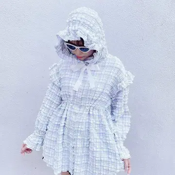 lillilly Baby check hoodie 후드티 블루