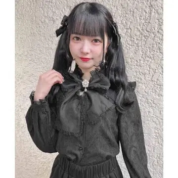 ROJITA BIG 리본 레이스 상의 (블랙) 긴팔