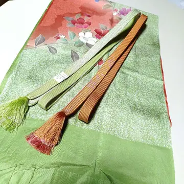 오비조메 2개와 오비아게 세트, 순수 실크