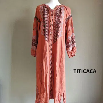 TITICACA 오렌지 자수 원피스