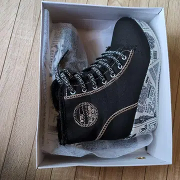 블랙 캔버스 플랫폼 부츠