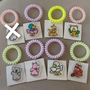 타벳코 동물 아크릴 참 포함 머리끈