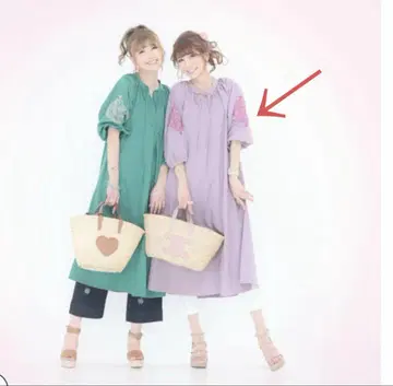 QVC 앤드러브 하트 자수 성인 카프탄 원피스