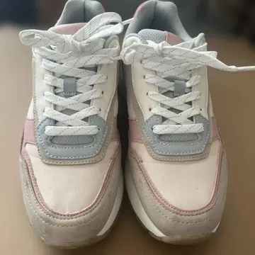 ZARA 40 통굽 스니커즈 화이트/그레이/핑크