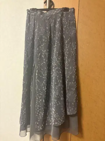 그레이 롱 스커트 허리 66cm 플레어 스커트 일본제