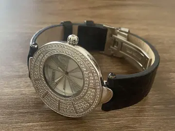 아비스테 손목시계 큐빅 지르코니아 라운드 페이스 벨트