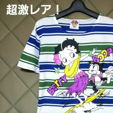 초레어! BETTY BOOP 보더 무늬 빈티지 싱글 스티치