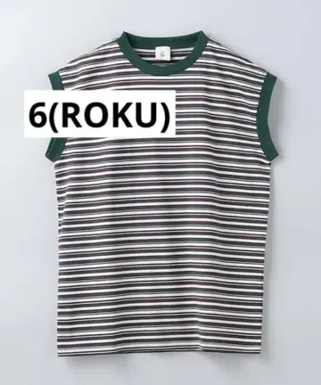 6(ROKU) 로쿠 코튼 멀티 보더 T셔츠