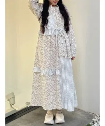 개더 컬러 패치워크 원피스