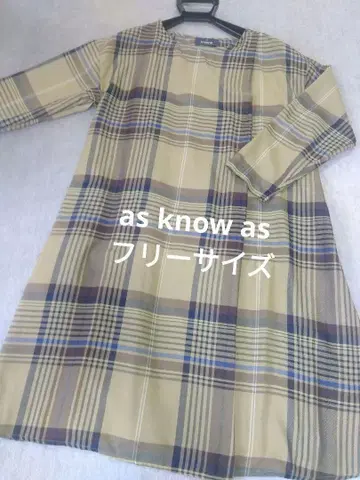 as know as 긴팔 튜닉 사이즈 F 넉넉한 체크 무늬