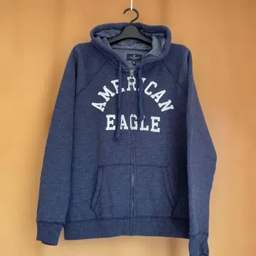 AMERICAN EAGLE 플리스 풀 집업 후드티 L 네이비