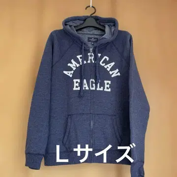 AMERICAN EAGLE 플리스 풀 집업 후드티 L 네이비