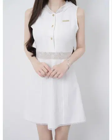 Lumignon Lace hoodie flare dress [화이트]