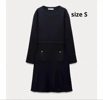 미사용 ZARA 자라 숏 플리츠 니트 원피스 네이비 S