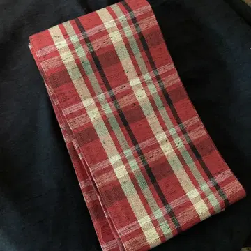 요네자와 민예 초목 염색 리버서블 격자 무늬 반폭 오비