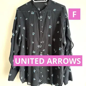 UNITED ARROWS 블랙 꽃무늬 긴팔 셔츠 프리 사이즈