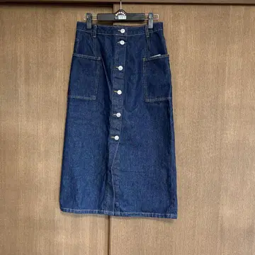 새상품 ZARA 다크 데님 버튼 프론트 롱 스커트 M