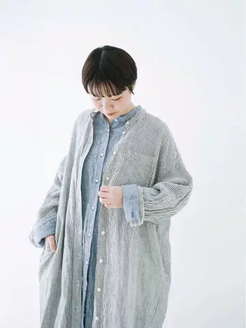 네스트로브 스트라이프 셔츠 원피스