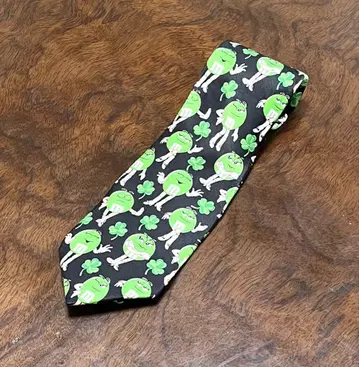 M&M's 엠앤엠즈 넥타이 USA 실크 100% GREEN
