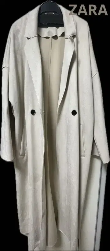 ZARA 자라 롱 코트 베이지 오버 사이즈 더블 버튼
