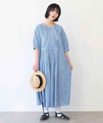 깅엄 핀턱 원피스 bulle de savon 2가지 색상