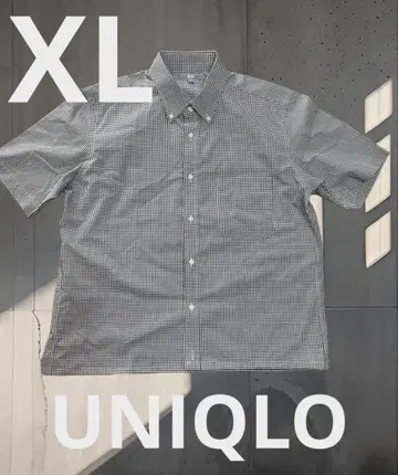 UNIQLO 유니클로 숏 기장 체크 셔츠 잔잔한 깅엄 체크 XL