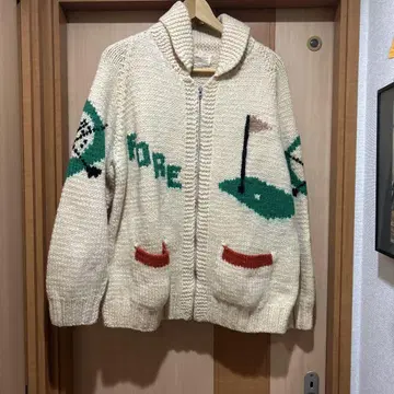 60s 카우친 스웨터 골프 패턴 라이트닝 빈티지