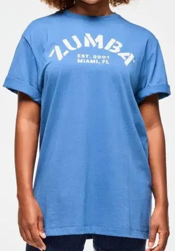 ZUMBA 줌바 미개봉 정품 미사용 새상품 최신작 파란색 티셔츠 프리