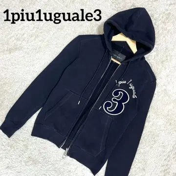 레어 1piu1uguale3 지퍼 후드티 자수 로고 네이비 남녀 공용