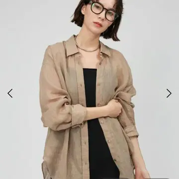 스테디셀러 BABYLONE 라미 시어 오버 셔츠 린넨 베이지