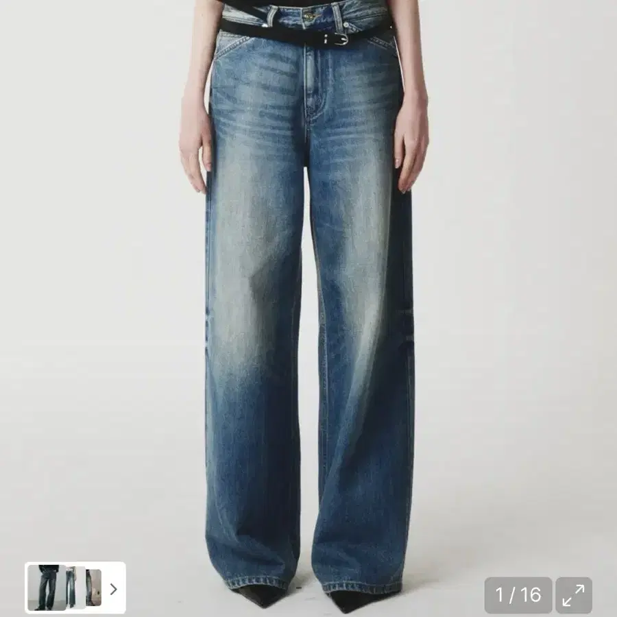 ◇SATUR◇ Rain Wide Straight Denim Pants Union Washed Blue S ◇SATUR◇ Rain Wide Straight Denim Pants Union Washed Blue S