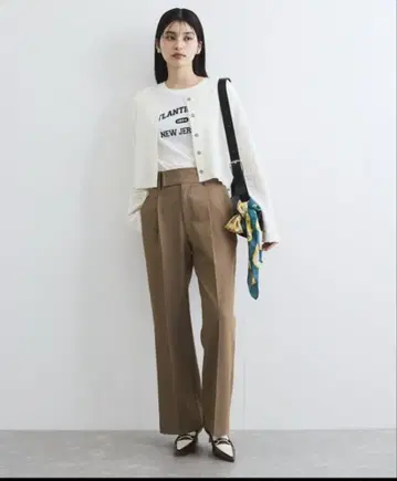 VIS 슬랙스 팬츠 굵은 벨트 디테일 스트레이트 여성용 S