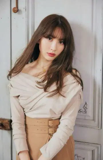새상품급 하립투 비대칭 저지 상의 S 베이지