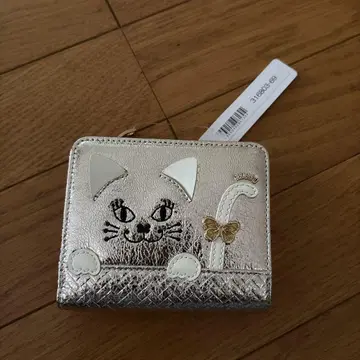 고양이 디자인 실버 반지갑