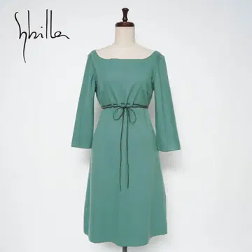 새상품급 Sybilla 7부 소매 박스넥 원피스 울 M*YC118