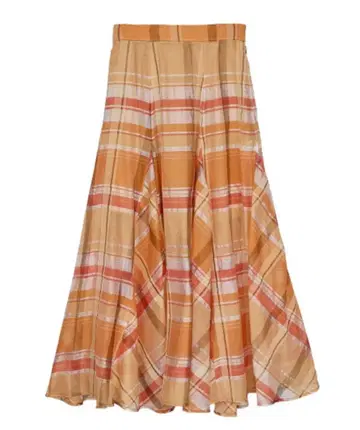 Ameri SHEER CHECK FLARE SKIRT