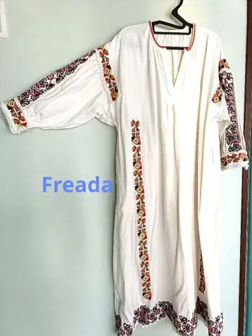 Freada 프리다 화이트 인도 자수 스모크 원피스 자수