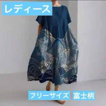 [프리 사이즈] 일본풍 패턴 원피스 기모노 패턴 개성적인 일본 의류