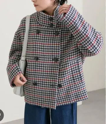 maison lener 하운드투스 체크 숏코트