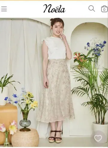 노엘라 플라워 자수 샤샤 스커트 S