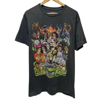 Disney Villains 애니메이션 캐릭터 T셔츠 다크 그레이 L
