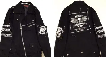 레어 MAD PUNK 해골 스컬 프린트 라이더 재킷 블랙 M