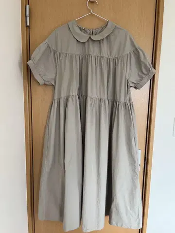 카라 개더 절개 원피스