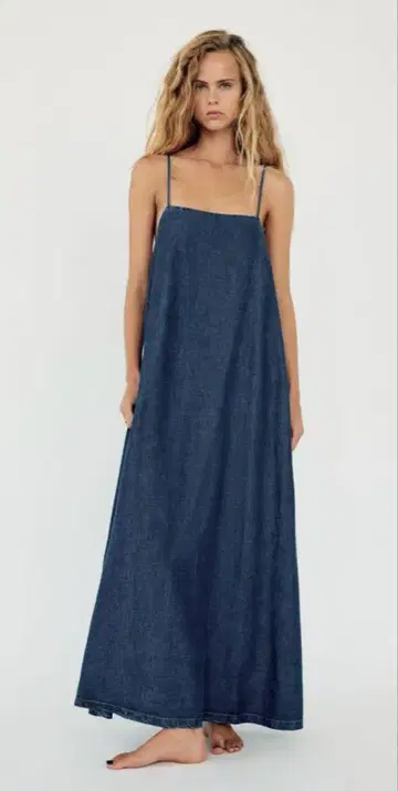 [ ZARA ] 데님 TRF 미디 원피스 S