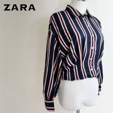 ZARA TRF 스트라이프 패턴 크롭 셔츠