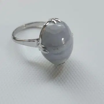 12호 블루 레이스 마노 실버 950 천본 투각 반지