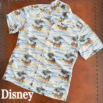 디즈니 알로하 셔츠 레이온 미키마우스 미키 하와이안 M