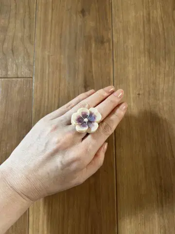 쁘띠 로브 노아 팬지 반지 화이트 보라 프리 사이즈