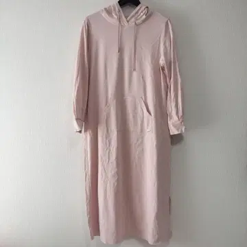로즈 티아라 size42 핑크 티셔츠 원단 롱 후드티 원피스
