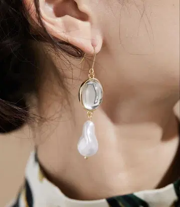 빈티지 클리어 펄 귀걸이